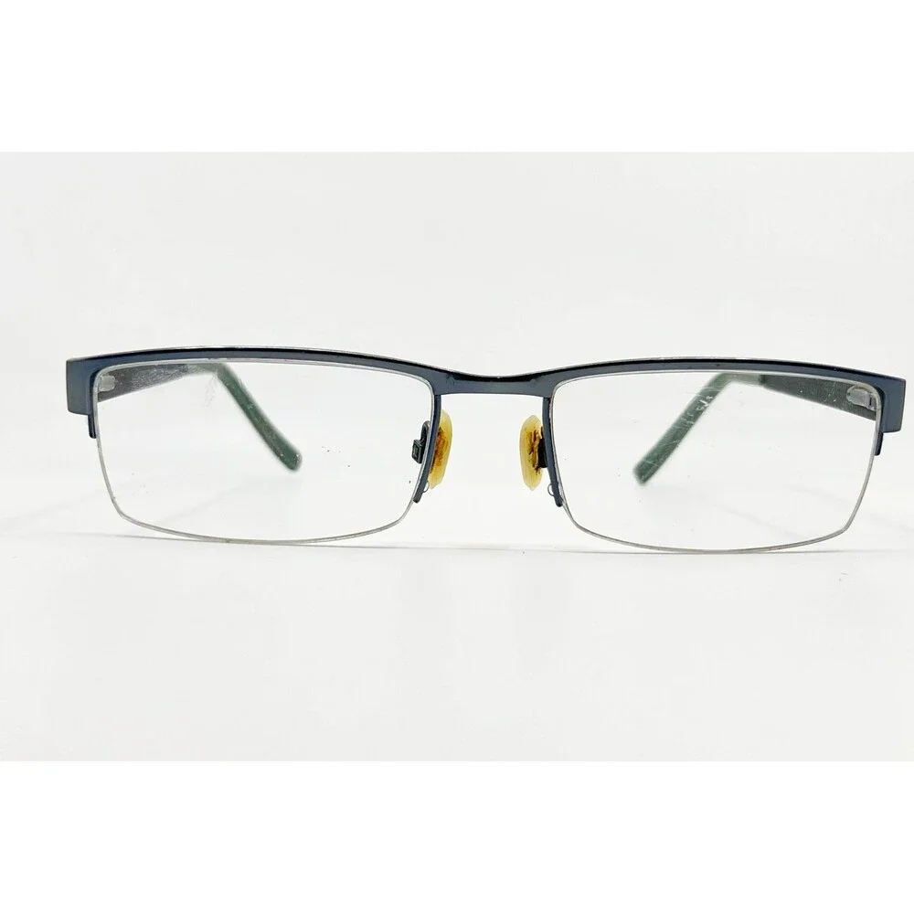 Tura Eyeglasses Mens Blue Semi-Rimless Rectangular Frames 54-18-140